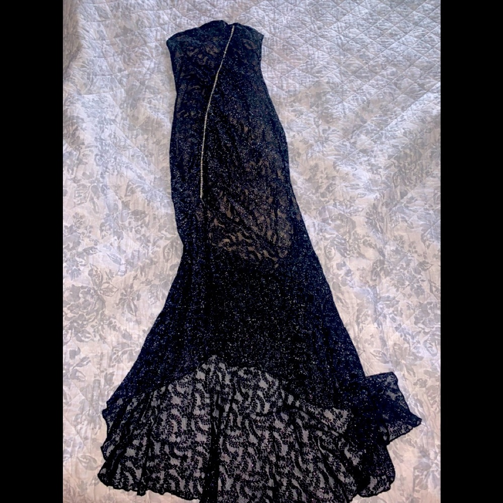 Small black shimmer lace dress